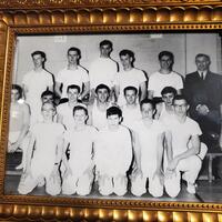 1961 CDCI West Gymnastic team photo in gold plastic frame