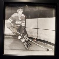 1970s Ross Quigley framed photo -in hockey action