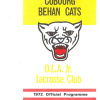 1972 Cobourg Behan Cats Junior Lacrosse Program