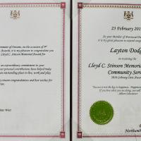 2011 Layton Dodge certificate Lloyd C Stinson