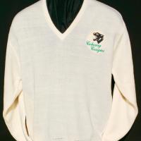 1989 Cobourg Cougars white v-neck sweater