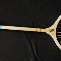 1950 badminton wooden racquet blue handle