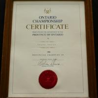 1984 Frank Mazza Ontario championship certificate