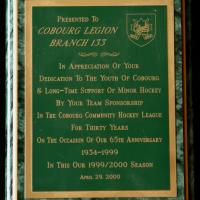 2000 Cobourg Legion Appreciation Award by CCHL