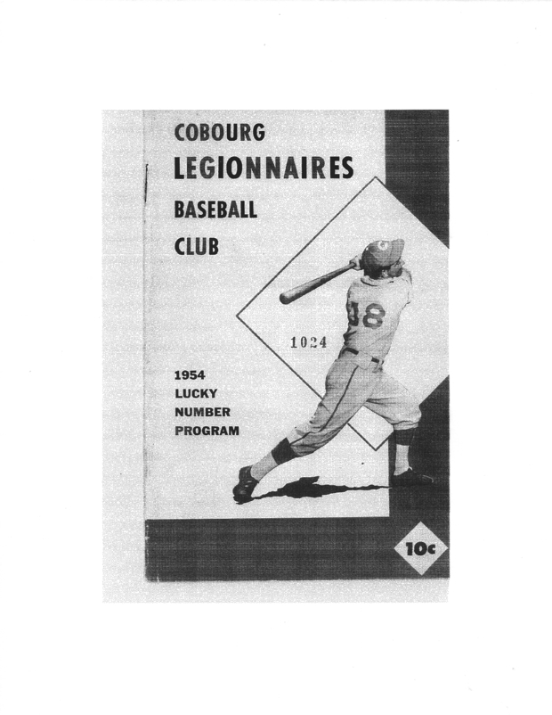1954 Cobourg Legionnaires Baseball Club Program