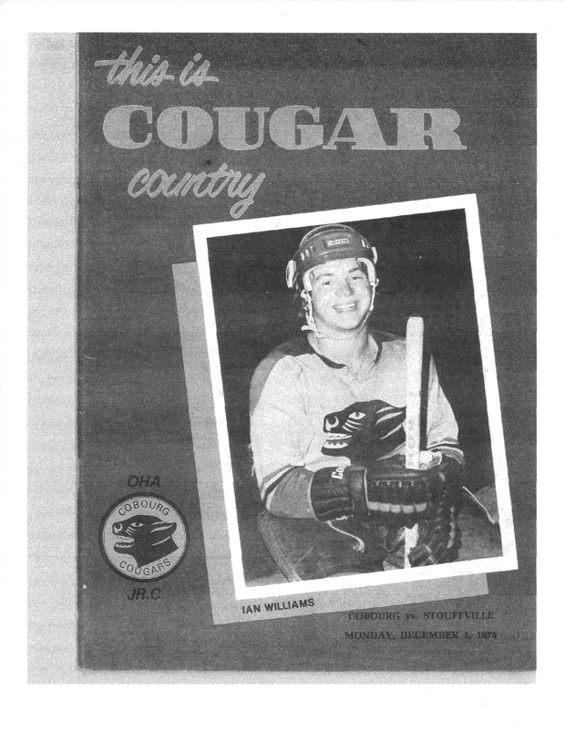 1975 program Cobourg Cougars vs Stouffville
