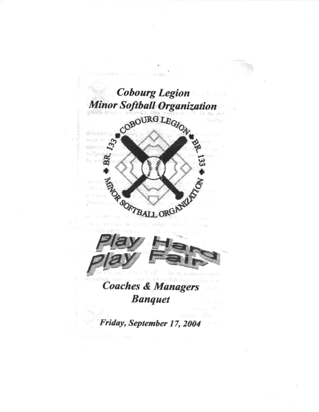 2004 program Cobourg Legion Softball Awards