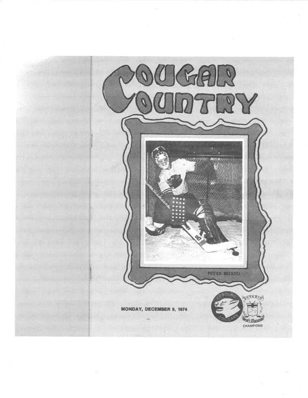 1974 program Cobourg Cougars vs Port Hope