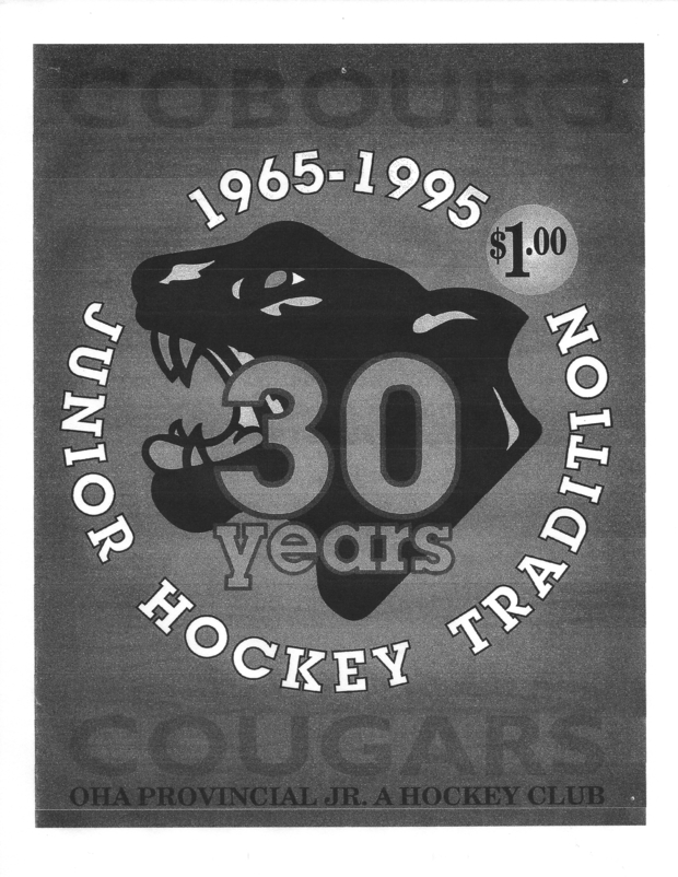 1994-95 program Cobourg Cougars 30th Anniversary
