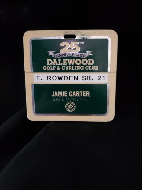 1999 Dalewood Golf 25th anniversary name tag