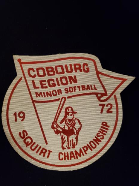 1972 Neil Cane crest 'Cobourg Legion Minor softball Squirt Championship 1972'