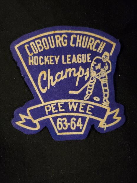 1964 Neil Cane crest 'Cobourg Church Hockey League Champs PeeWee 63-64'