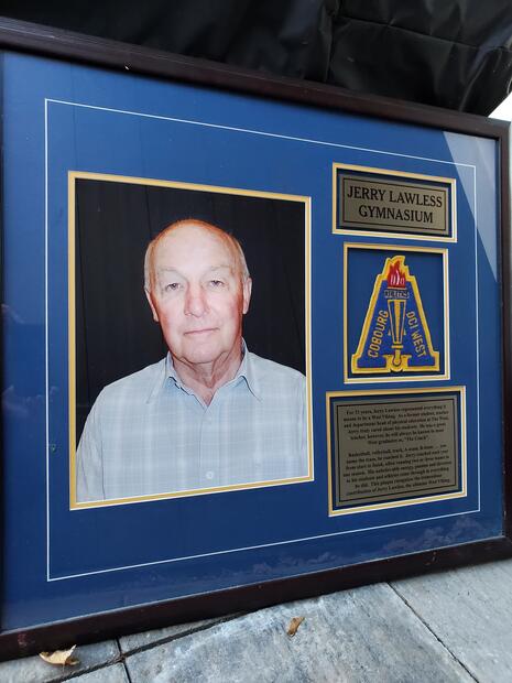 Jerry Lawless Cobourg DCI West Gymnasium framed recognition