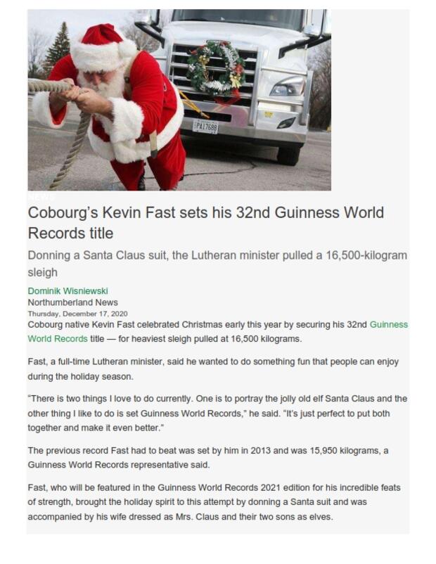 2020 Kevin Fast pulls 16,500 kg sleigh 32nd GWR