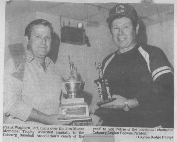 1983 Ken Petrie Cobourg Baseball Coach of the Year