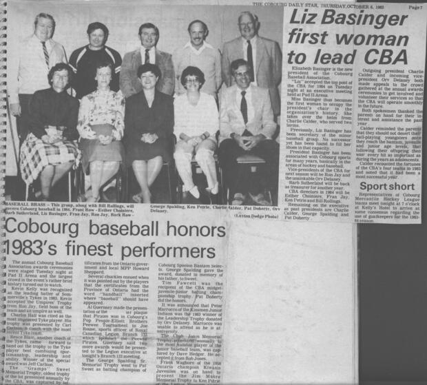 1983 Cobourg Baseball Association annual meeting & awards