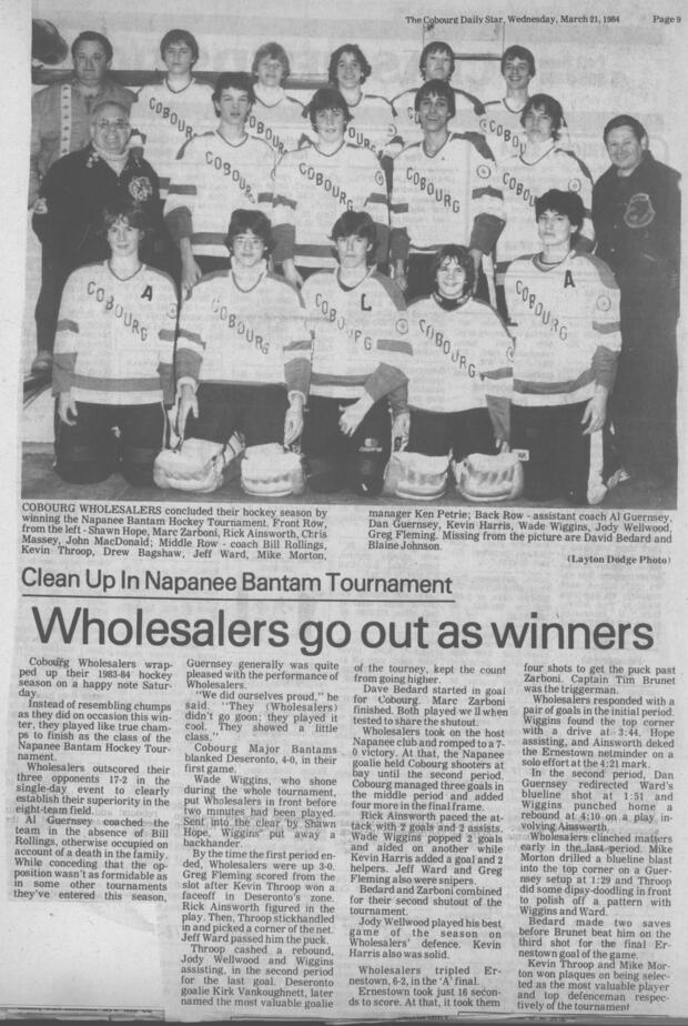 1984 Ken Petrie-Cobourg Wholesalers win Napanee tourney