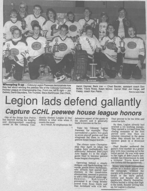 1988 Ken Petrie-Cobourg Legion PeeWees-CCHL Champs