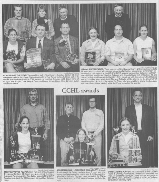 2001 Cobourg Community Hockey League annual awards