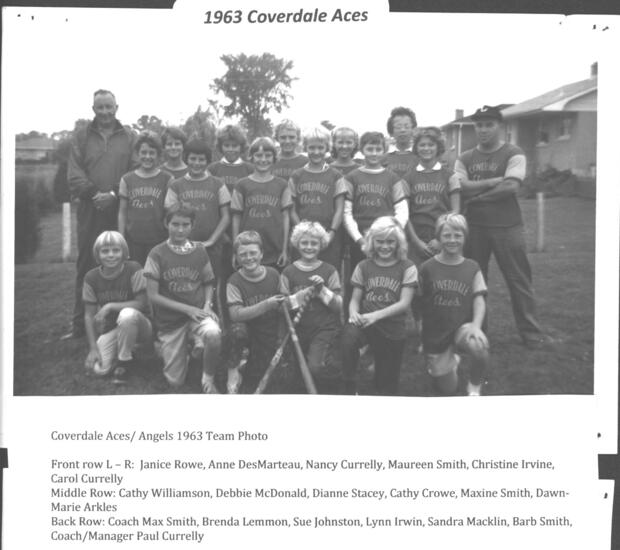 1963 Coverdale Aces Women's Fastball team photos