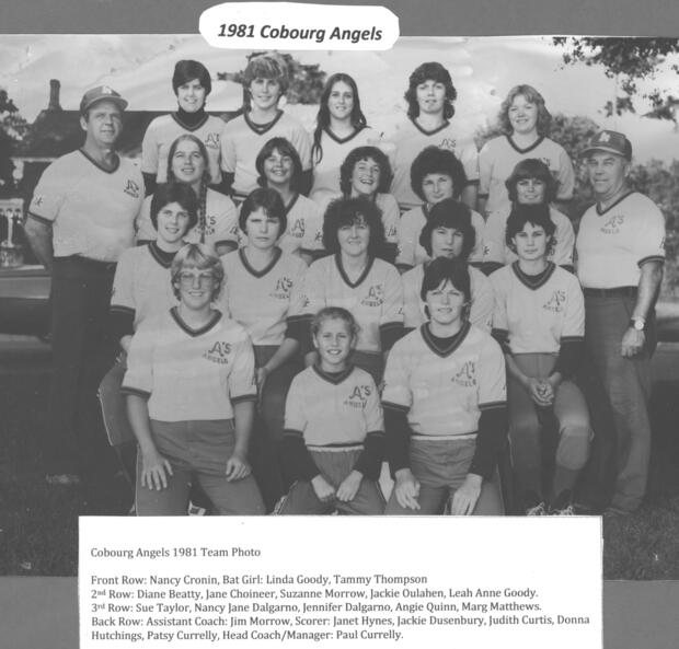 1981 Cobourg Angels Women's Fastball team photos