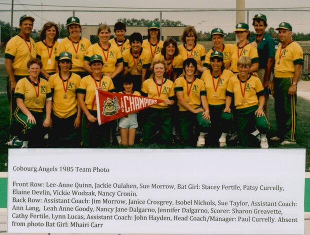 1985 Cobourg Angels Women's Fastball team photos