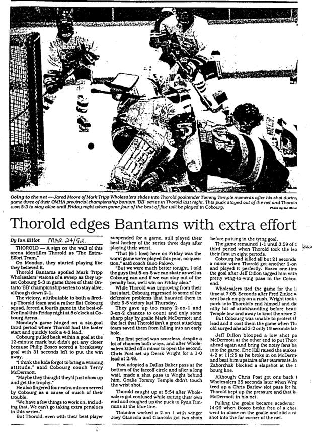 1992 Cobourg OMHA Champion Bantam news clip