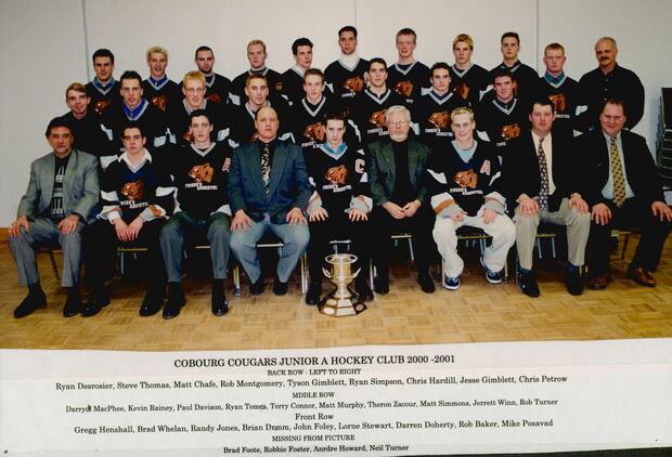 2001 Cobourg Cougars hockey team photo- Junior A