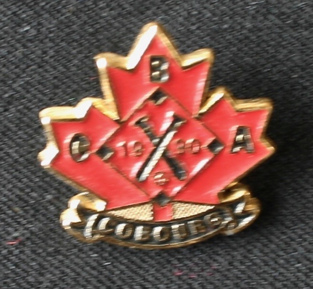 1990 metal pin Cobourg Baseball Association