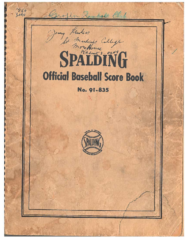 1955 Grafton Baseball team offical scorebook