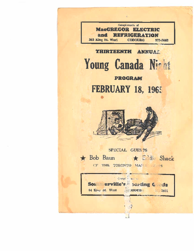 1965 CCHL Young Canada Night program