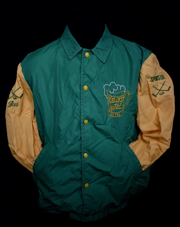 1976 Cobourg Mercantile Hockey jacket Bus Kelly