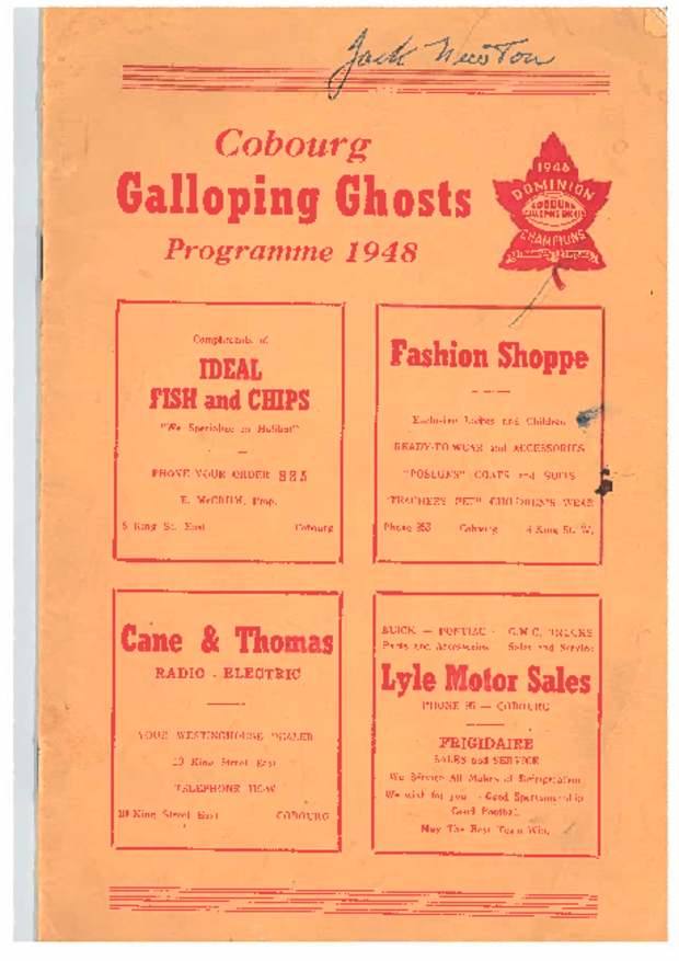 1948 Galloping Ghosts vs RCAF game program