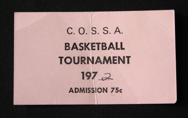 1972 admission card COSSA basketball tourney