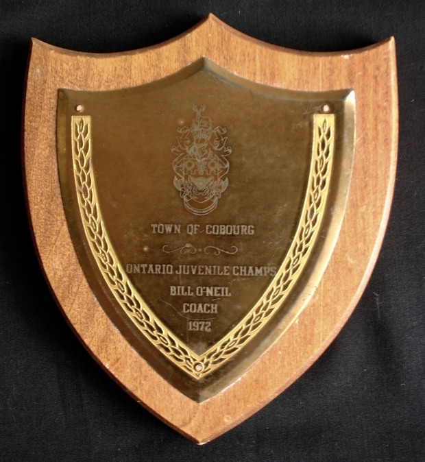 1972 Bill O'Neil plaque Cobourg to Juveniles