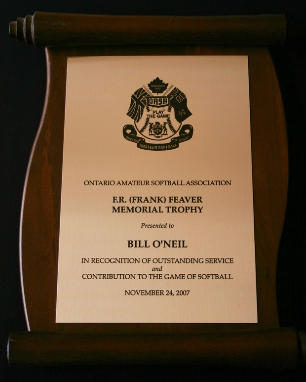 2007 Bill O'Neil awarded Frank Feaver trophy