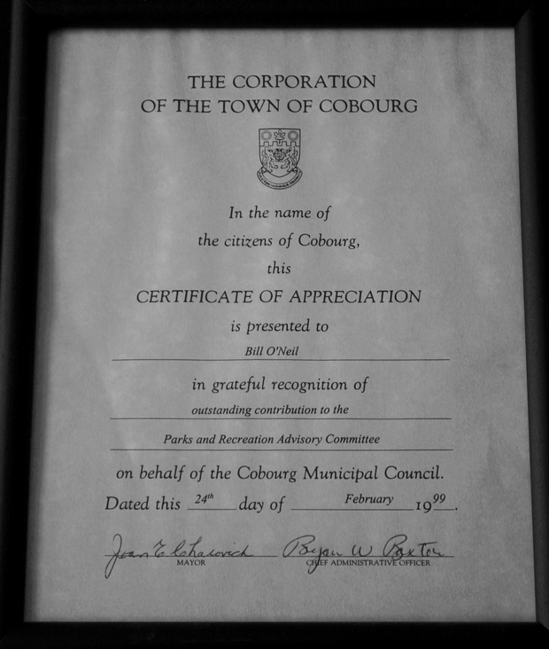 1999 Bill O'Neil award Town of Cobourg