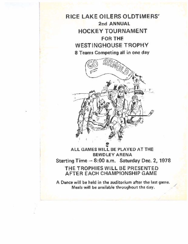 1978 Rice Lake Oilers Hockey tournament program