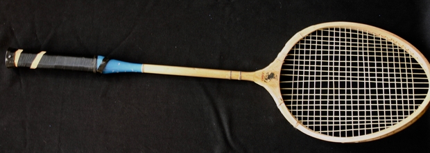 1950 badminton wooden racquet blue handle