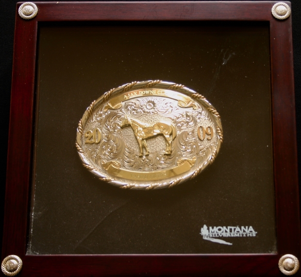 2009 Don Ito Belt Buckle horse win Ajax Downs