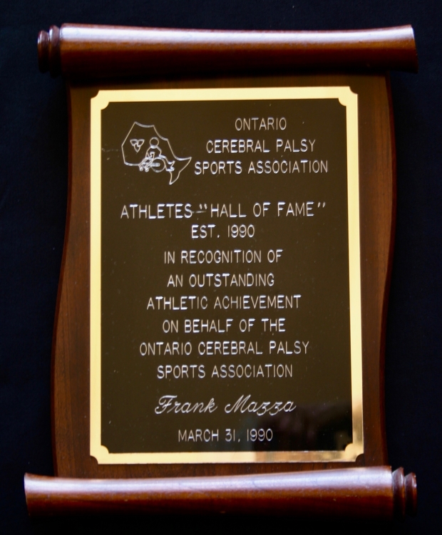 1990 Frank Mazza trophy Cerebral Palsy Hall of Fame