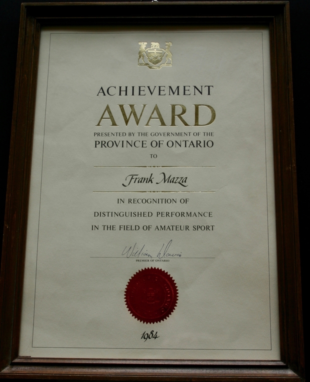 1984 Frank Mazza achievement award Ontario 1984 Frank Mazza achievement award Ontario