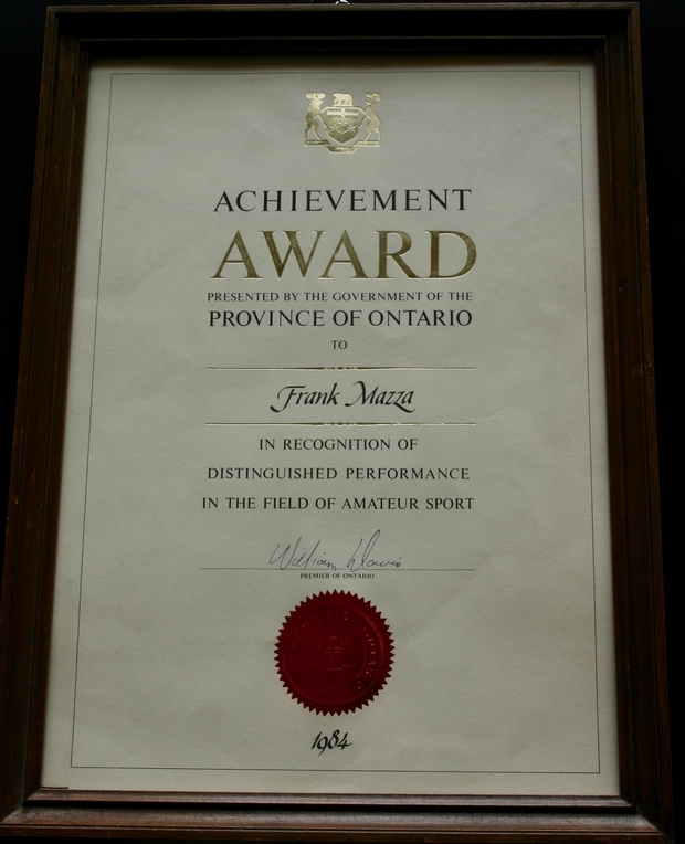 1984 Frank Mazza achievement award Ontario