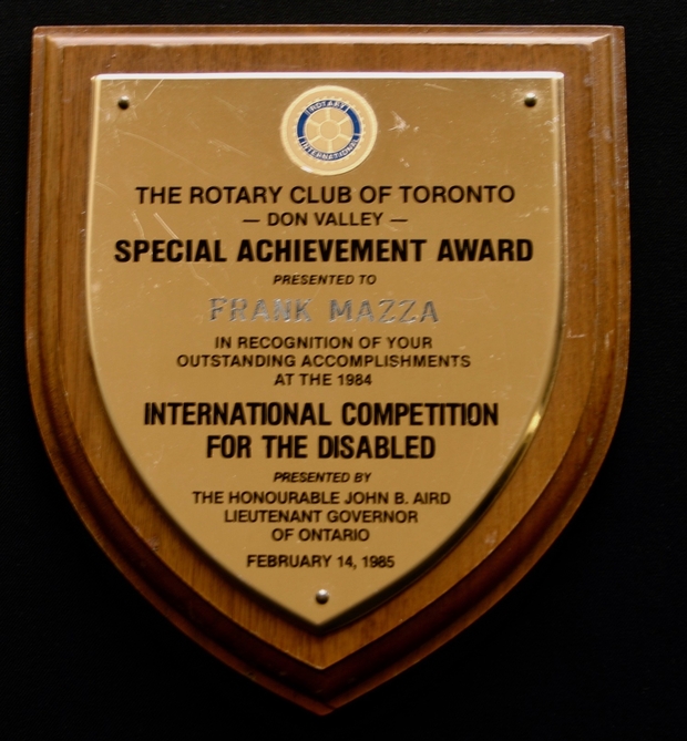1985 Frank Mazza award Rotary Club Don Valley