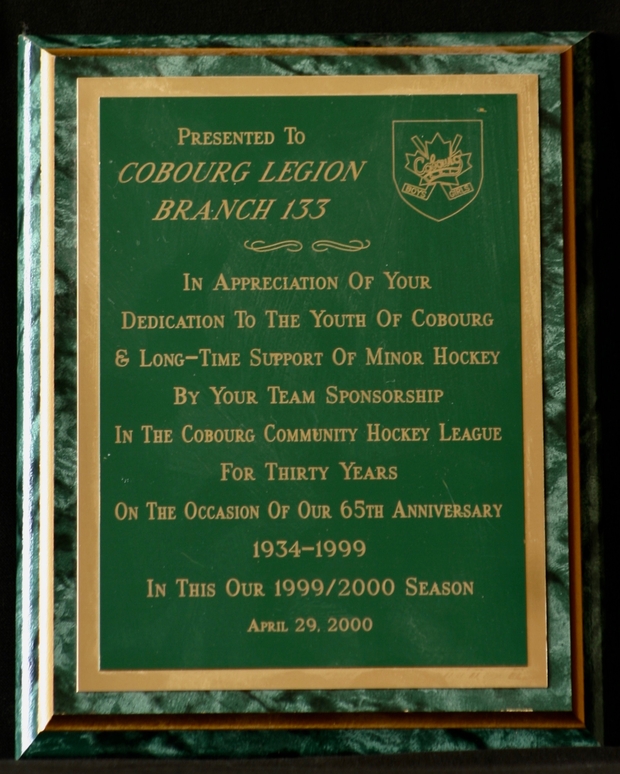 2000 Cobourg Legion Appreciation Award by CCHL