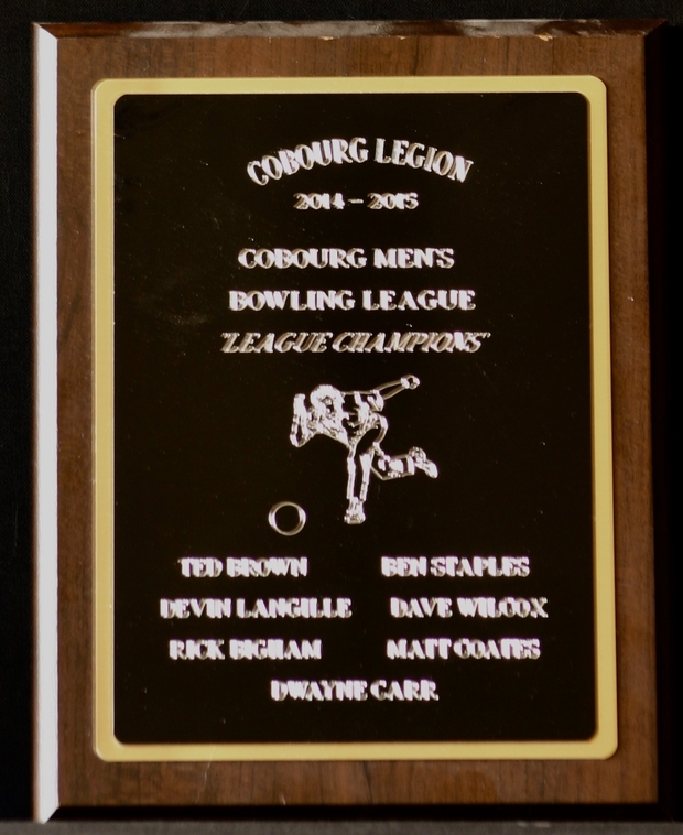 2015 Cobourg Legion men's Bowling wall plaque