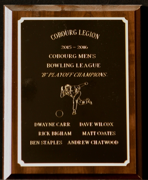 2016 Cobourg Legion Men's Bowling wall plaque