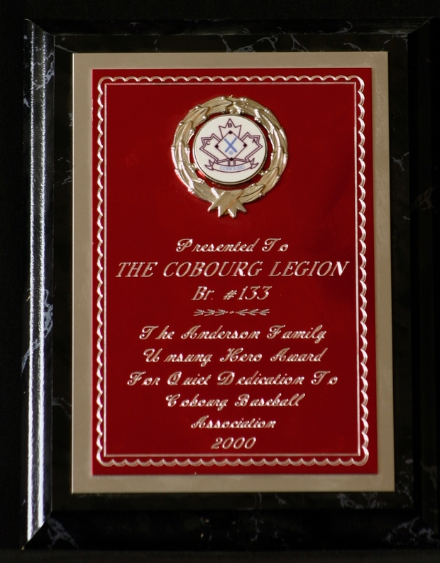 2000 Cobourg Legion baseball wall plaque