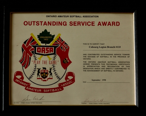 1998 Cobourg Legion OASA Service Award