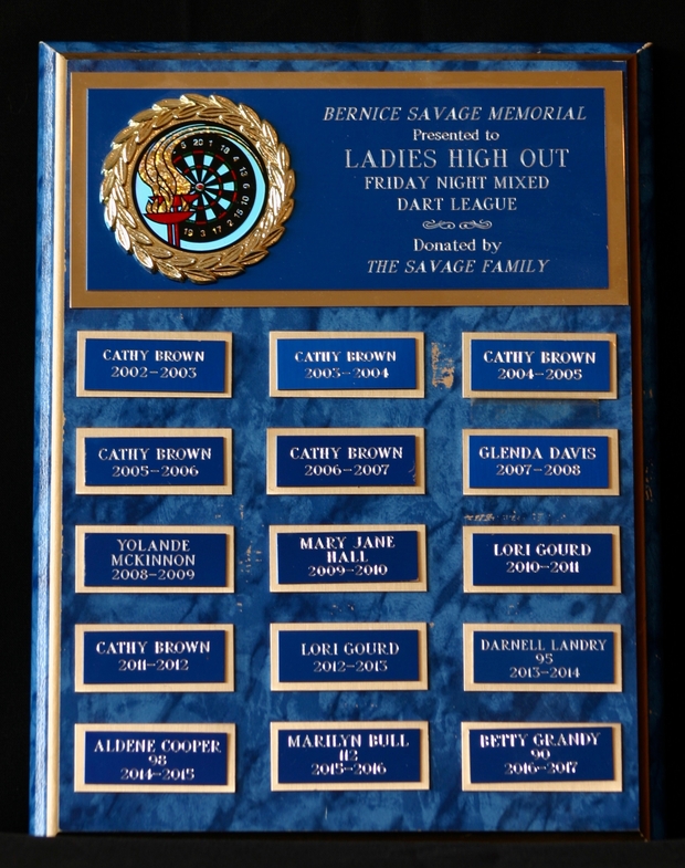 2002-2017 Cobourg Legion Darts wall plaque